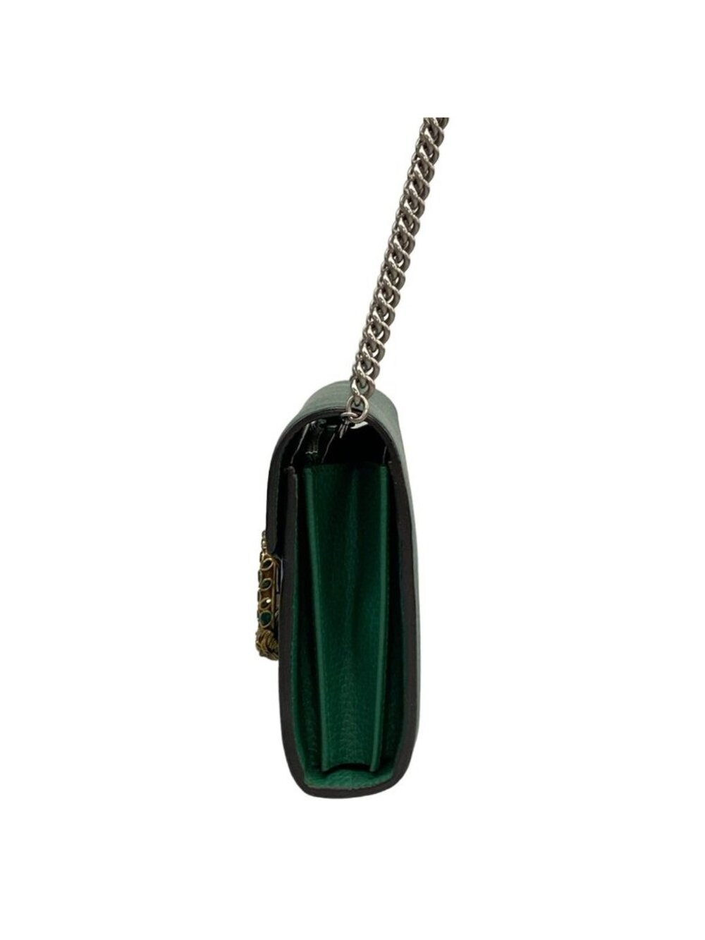 Gucci Shoulder Bag Dionysus Green Chain Removable Strap Line Stone Leather - Picture 4 of 15